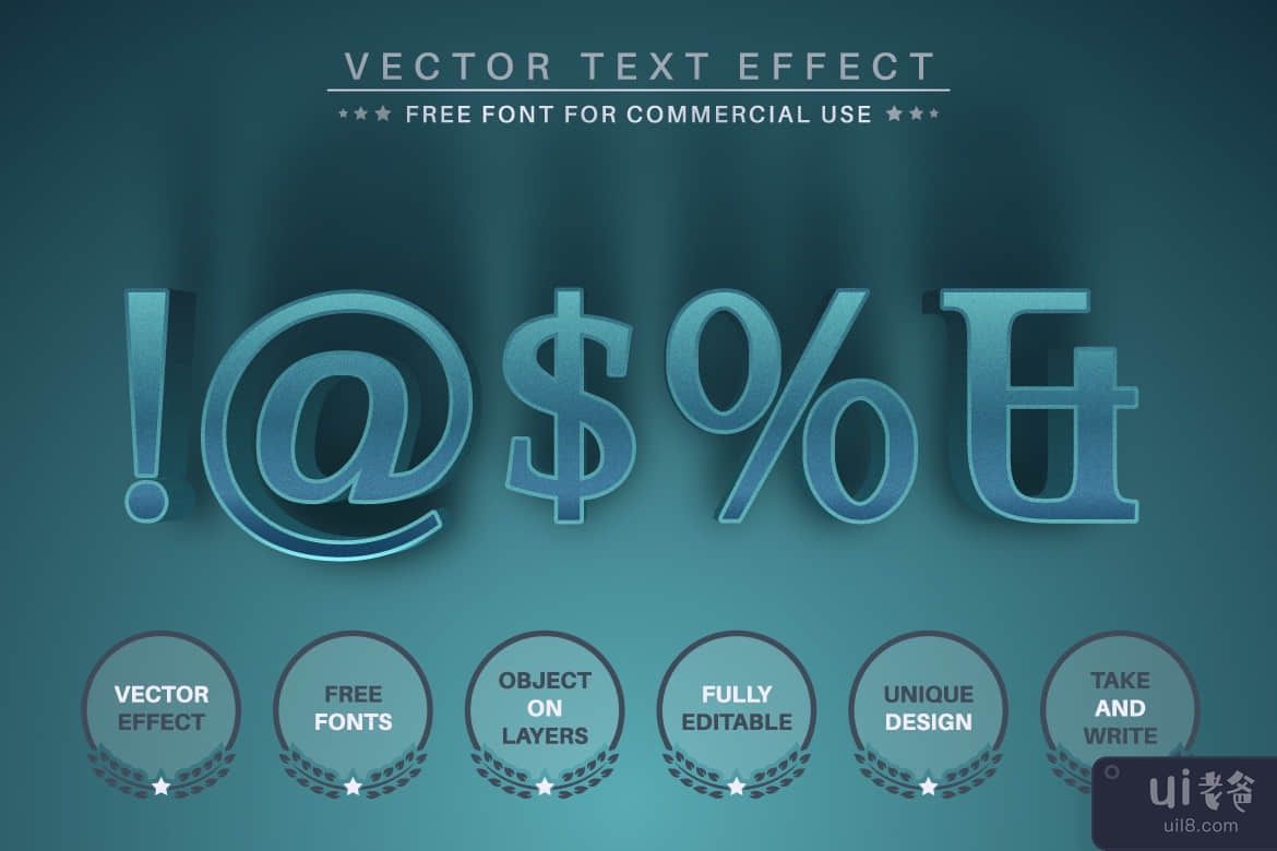 Blue Titan - 可编辑的文字效果，字体样式(Blue Titan - Editable Text Effect, Font Style)插图4