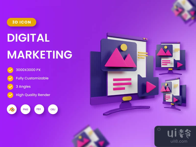 3D Digital Marketing illustration