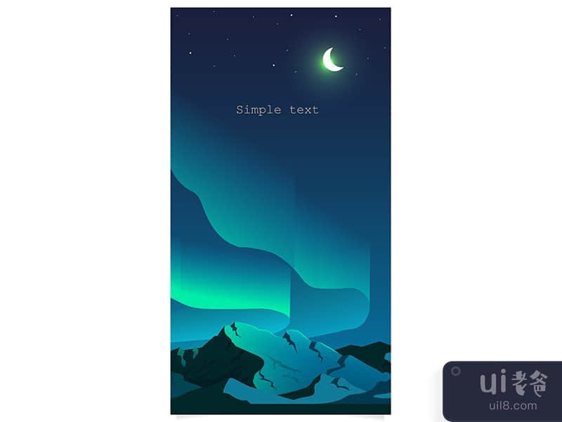 Aurora borealis phenomenon flat color vector background with text space