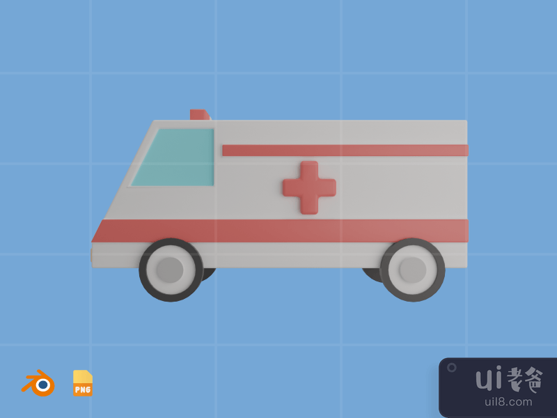 Ambulance - 3D Healthcare Illustration Pack (front)