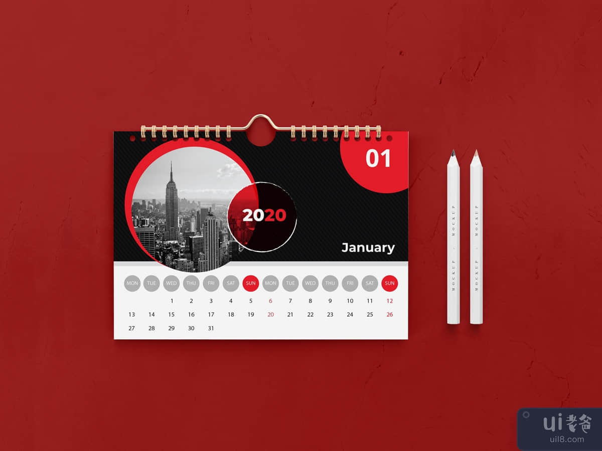 2020 Modern Desk Calendar Template
