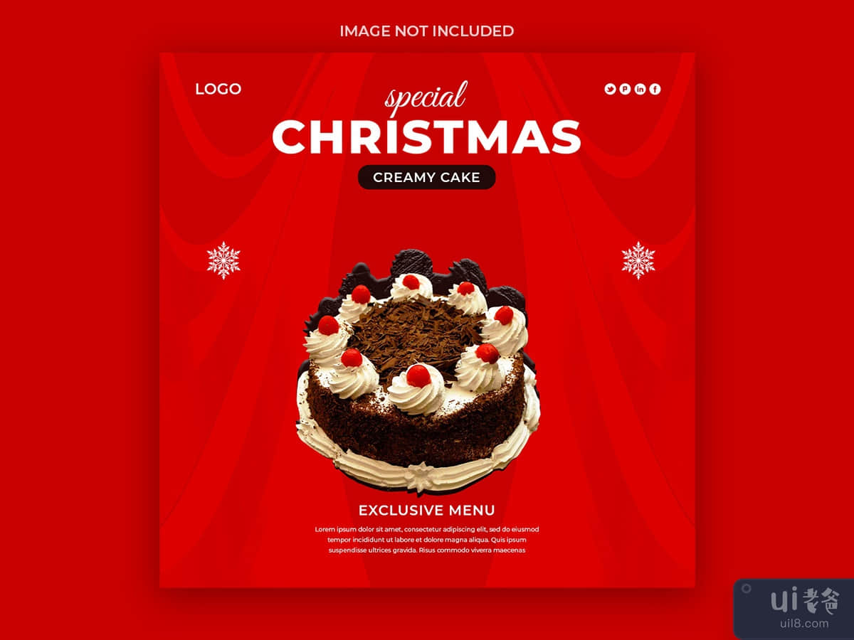 Christmas creamy cake social media template