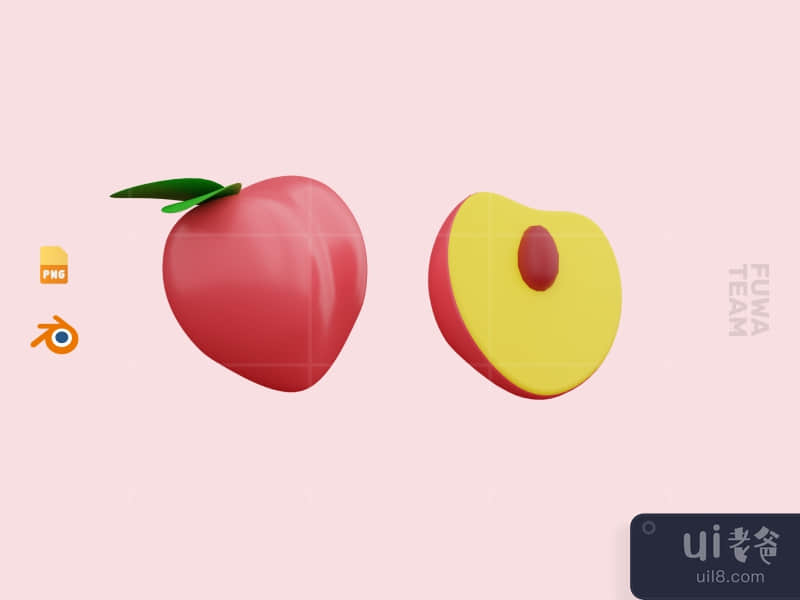 Cute 3D Fruit Illustration Pack - Peach