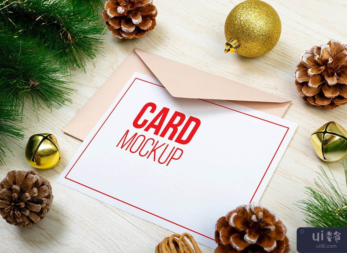 圣诞电话和卡片样机套装(Christmas Phone & Card Mockup Set)插图2