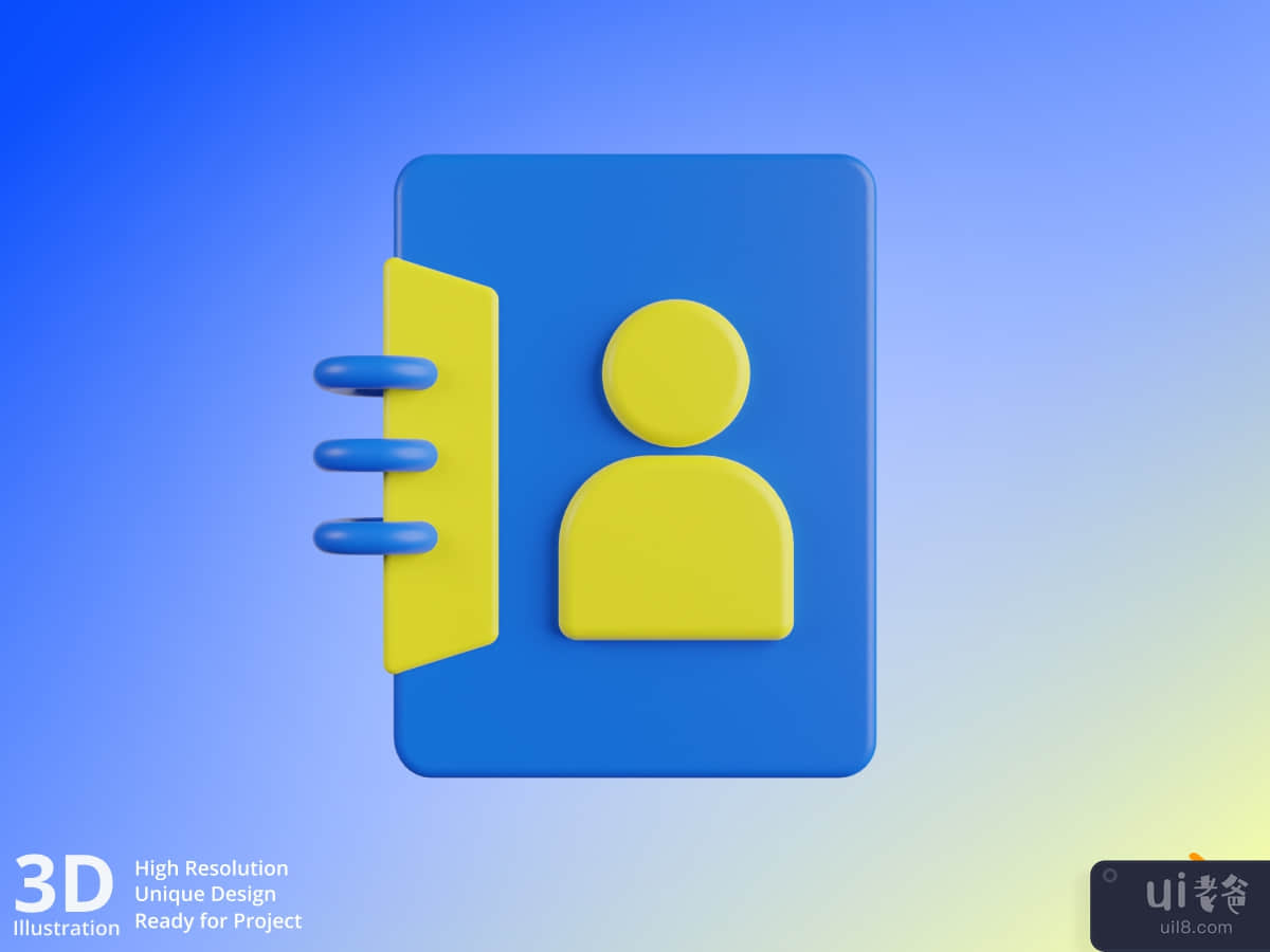 Contact Book - Blue & Yellow 3D User Interface