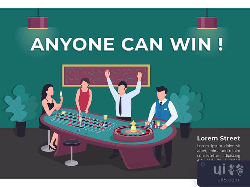 Anyone can win poster flat vector template