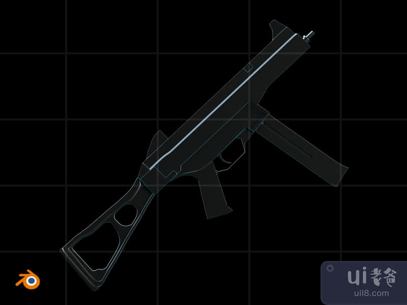 3D Game equipment glow in the dark illustration pack - Submachine Gun (Front)