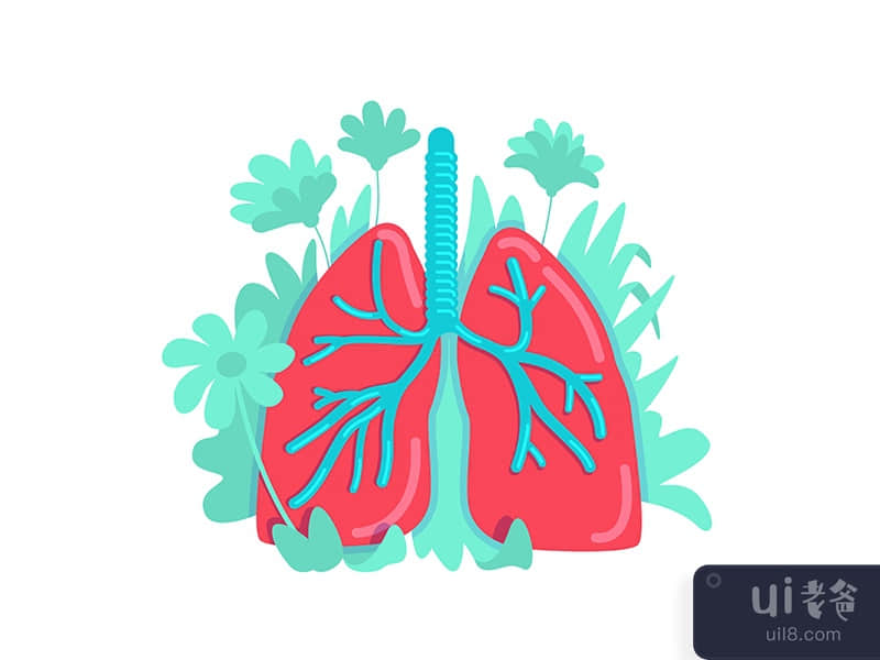 Anatomical lung flat concept vector illustration
