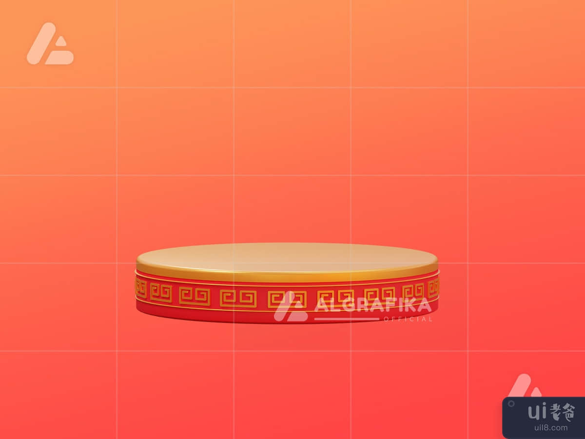 3d chinese new year object small podium