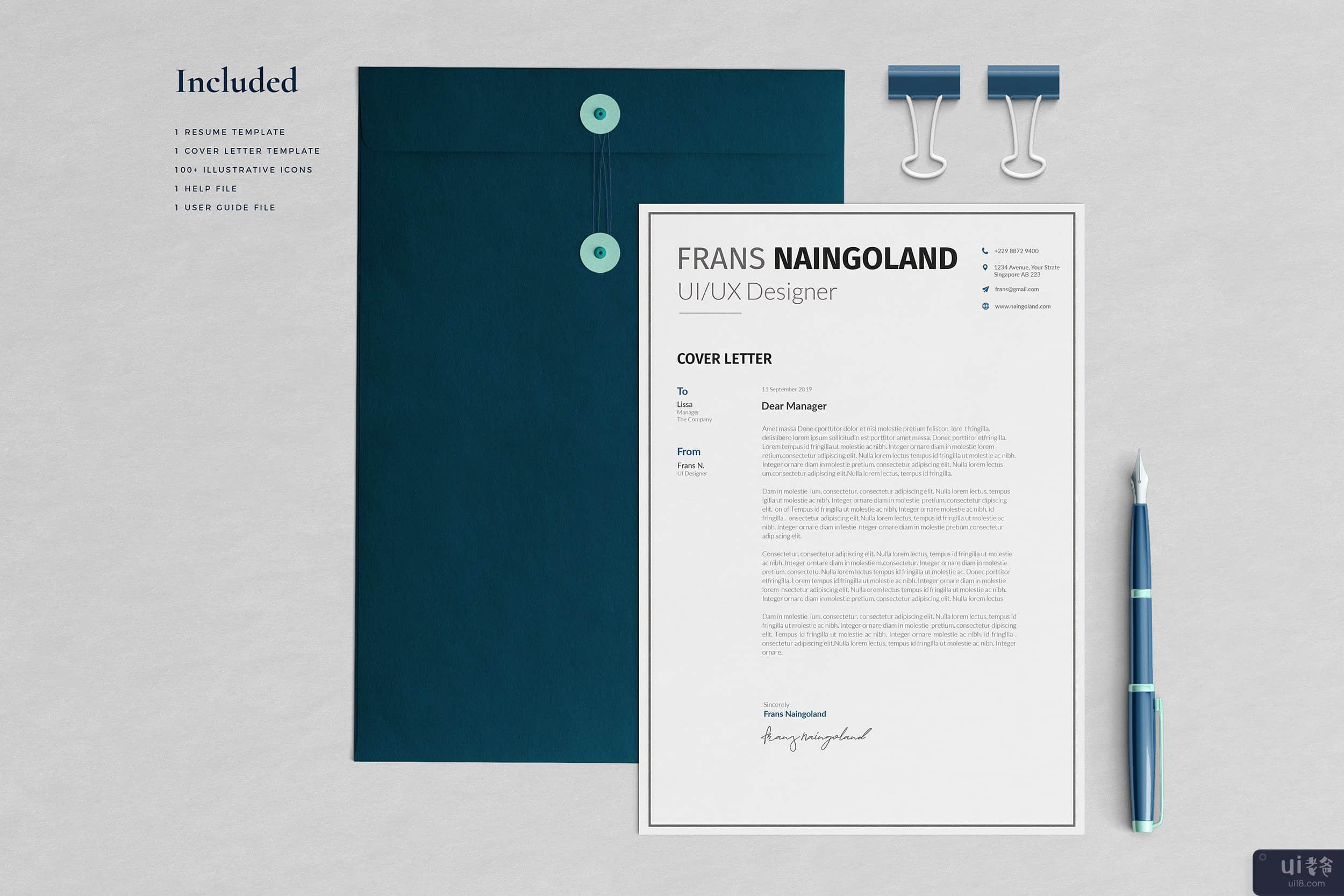 创意 Naingoland 简历模板(Creative Naingoland Resume Template)插图4