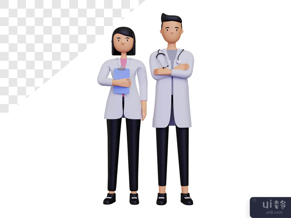 3d female doctor character and male doctor