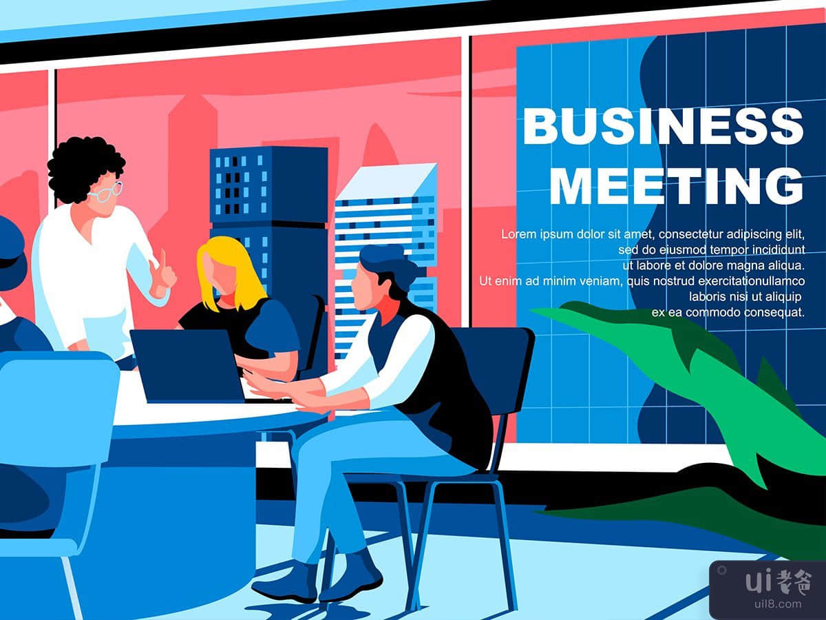 Business Meeting Flat Concept Landing Page Header