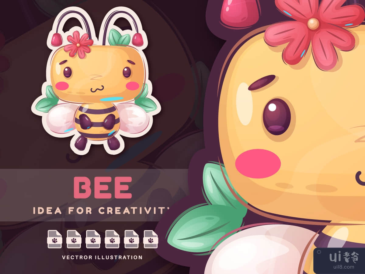 Cartoon Character Animal Bee - Sticker
