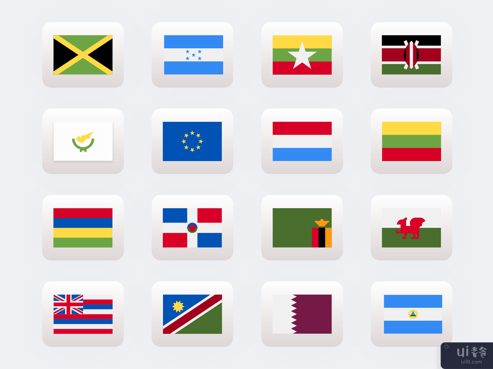 国家标志图标集-V2(Country Flags Icon Set -V2)插图2
