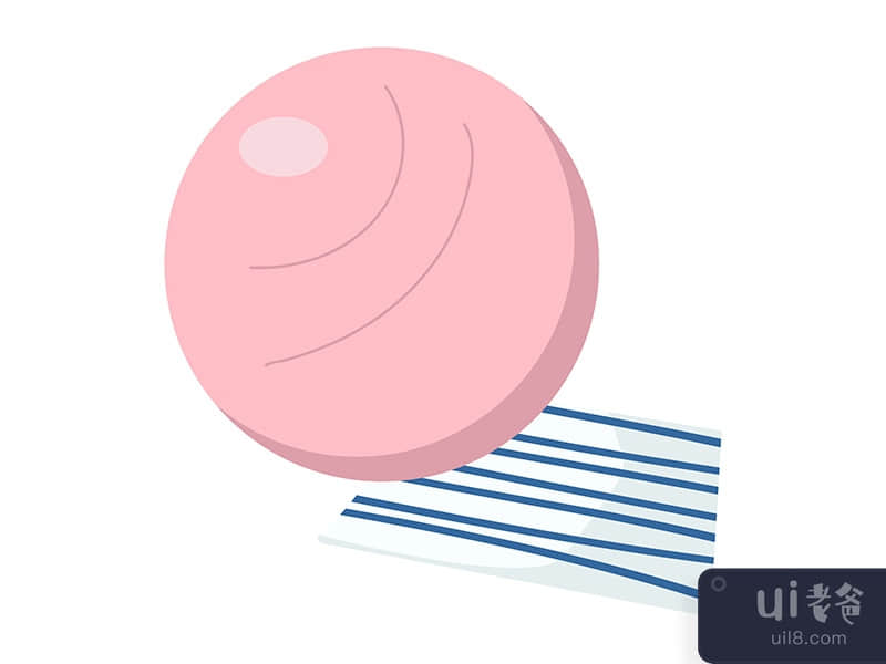 Big pink ball for exercises at gym semi flat color vector object