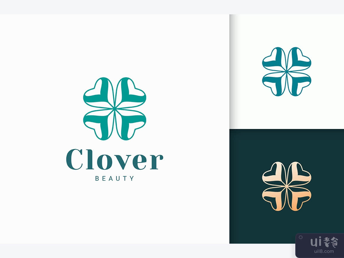 Clover Logo With Simple Love Shape