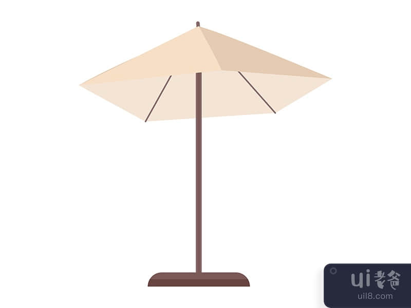 Beach umbrella semi flat color vector object