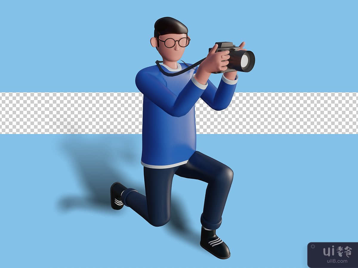 3d illustration of a character photographing an object. premium psd