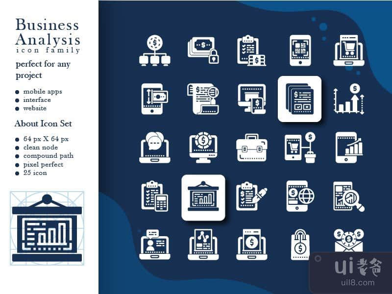 Business Analysis Icon With Style Glyph