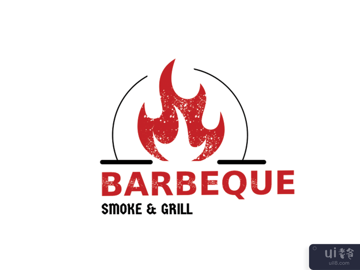 黑色和红色仿古烧烤标志(Black and Red Rustic Barbeque Logo)插图2