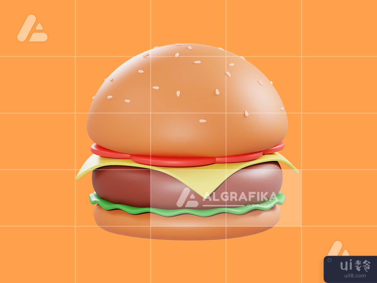 3d illustration burger object