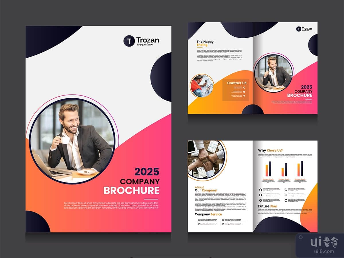 Creative corporate Bi-fold brochure template with minimal abstract design