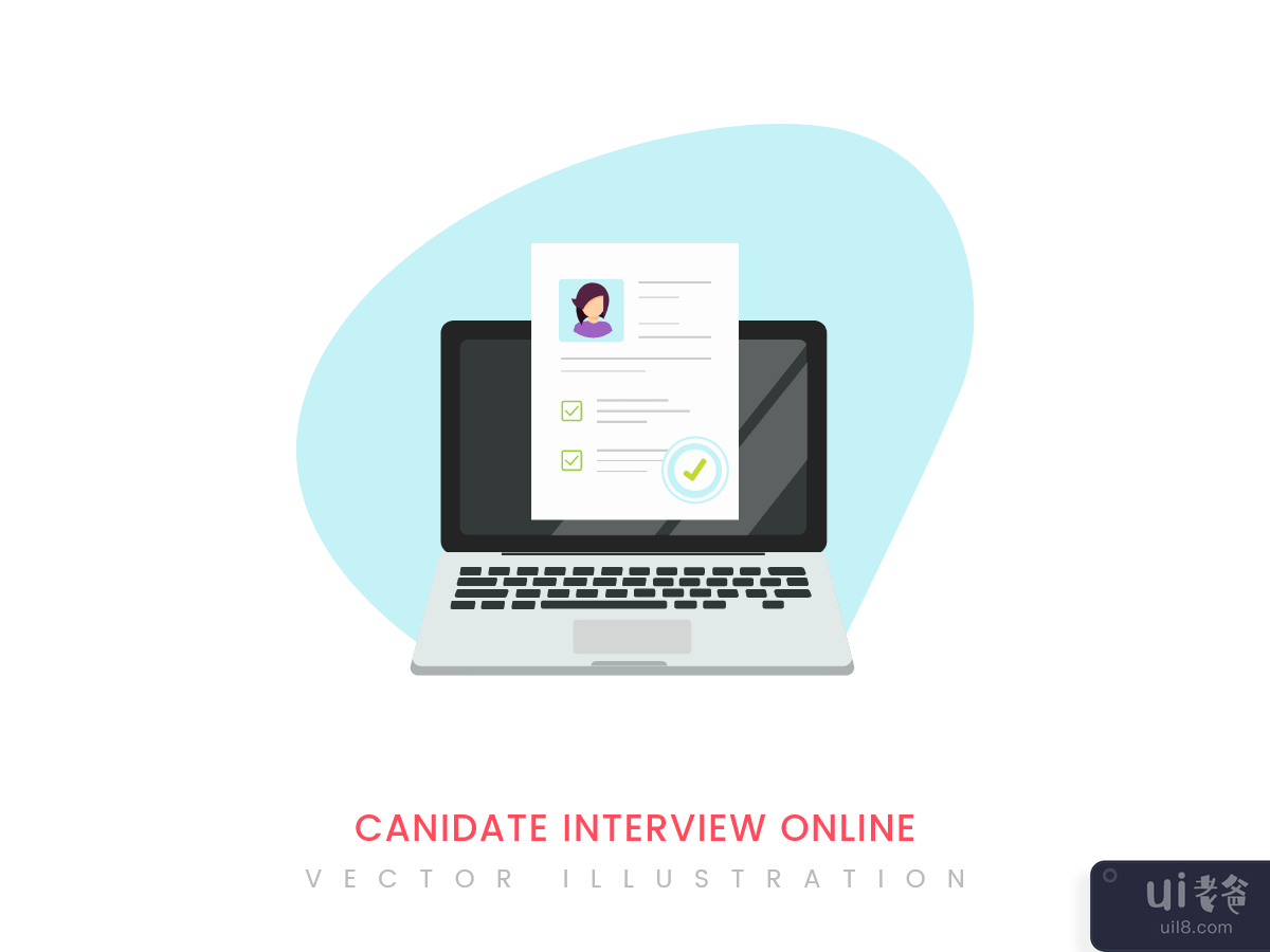 招聘应用程序的候选人面试在线胖设计(Candidate interview online fat design for Recruiting app)插图2