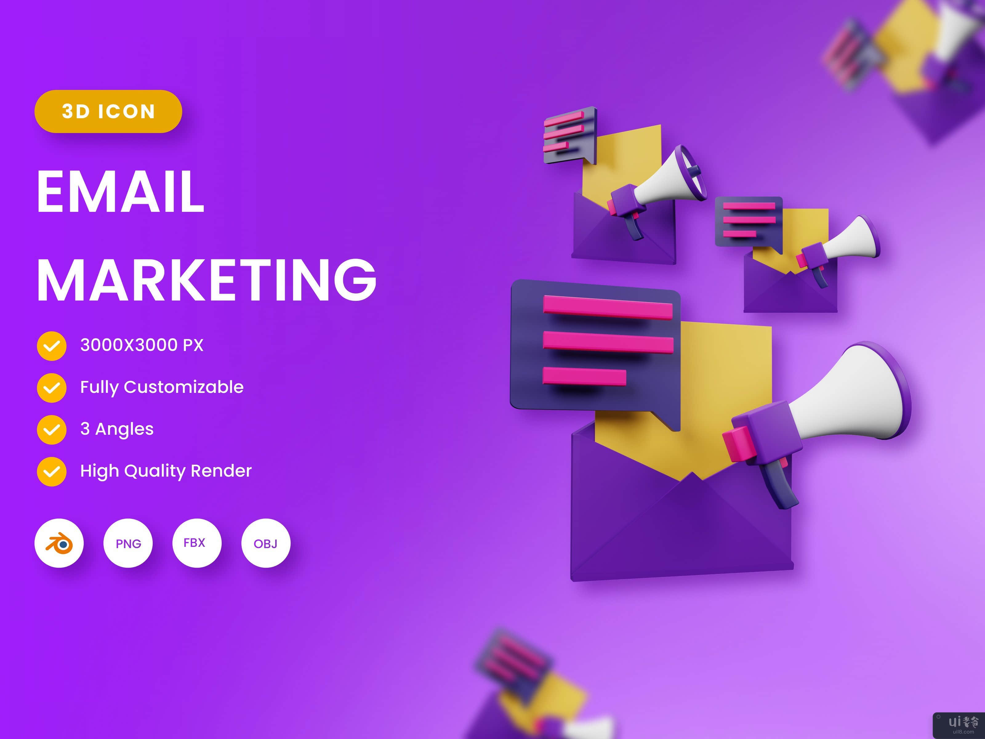 3D 电子邮件营销插图(3D Email Marketing illustration)插图2