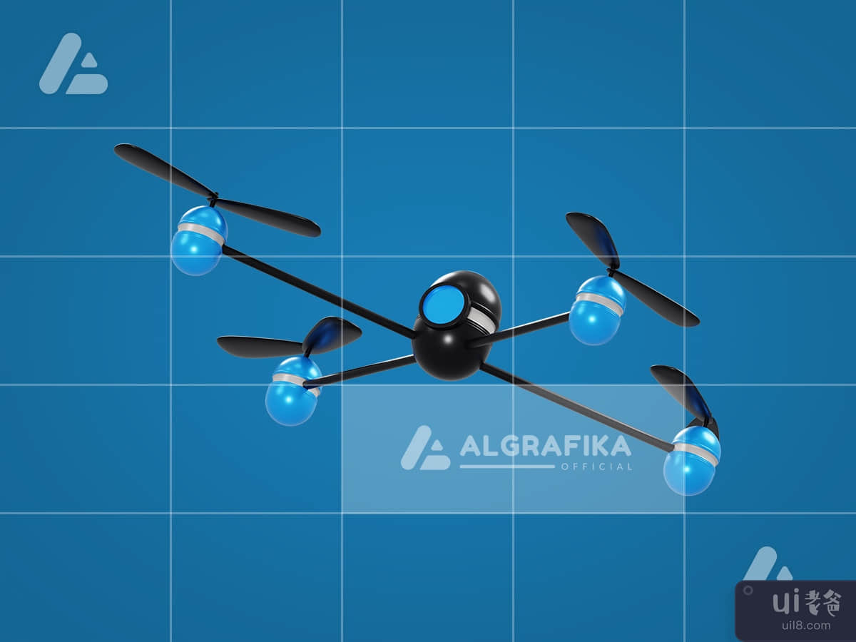 3d drone object with transparent background