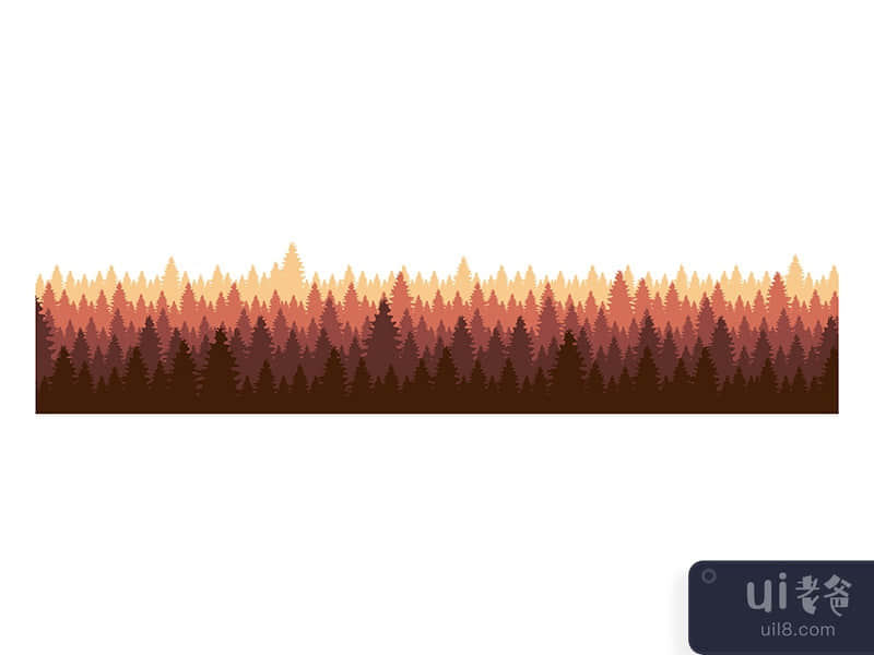 Autumn forest line semi flat color vector object