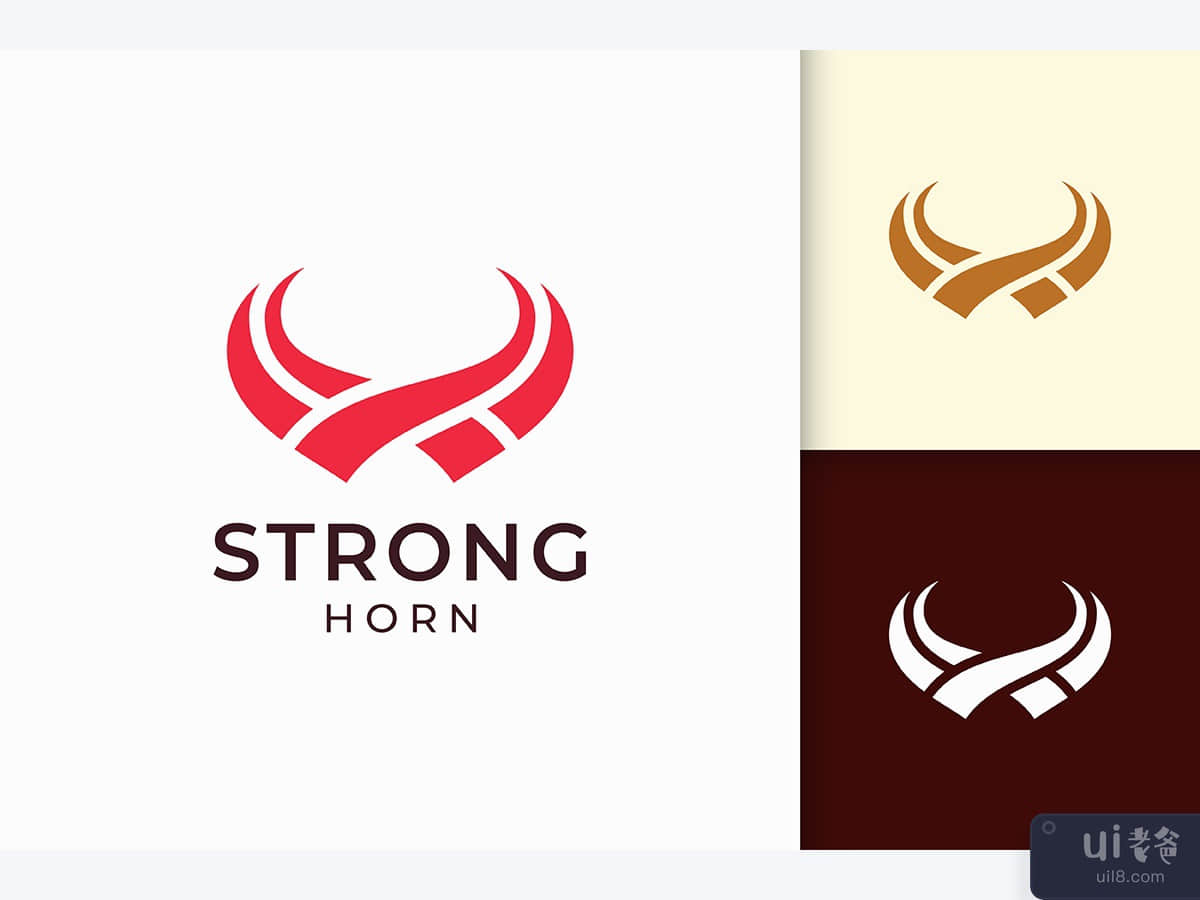 Abstract Horn Logo in Solid Red Color