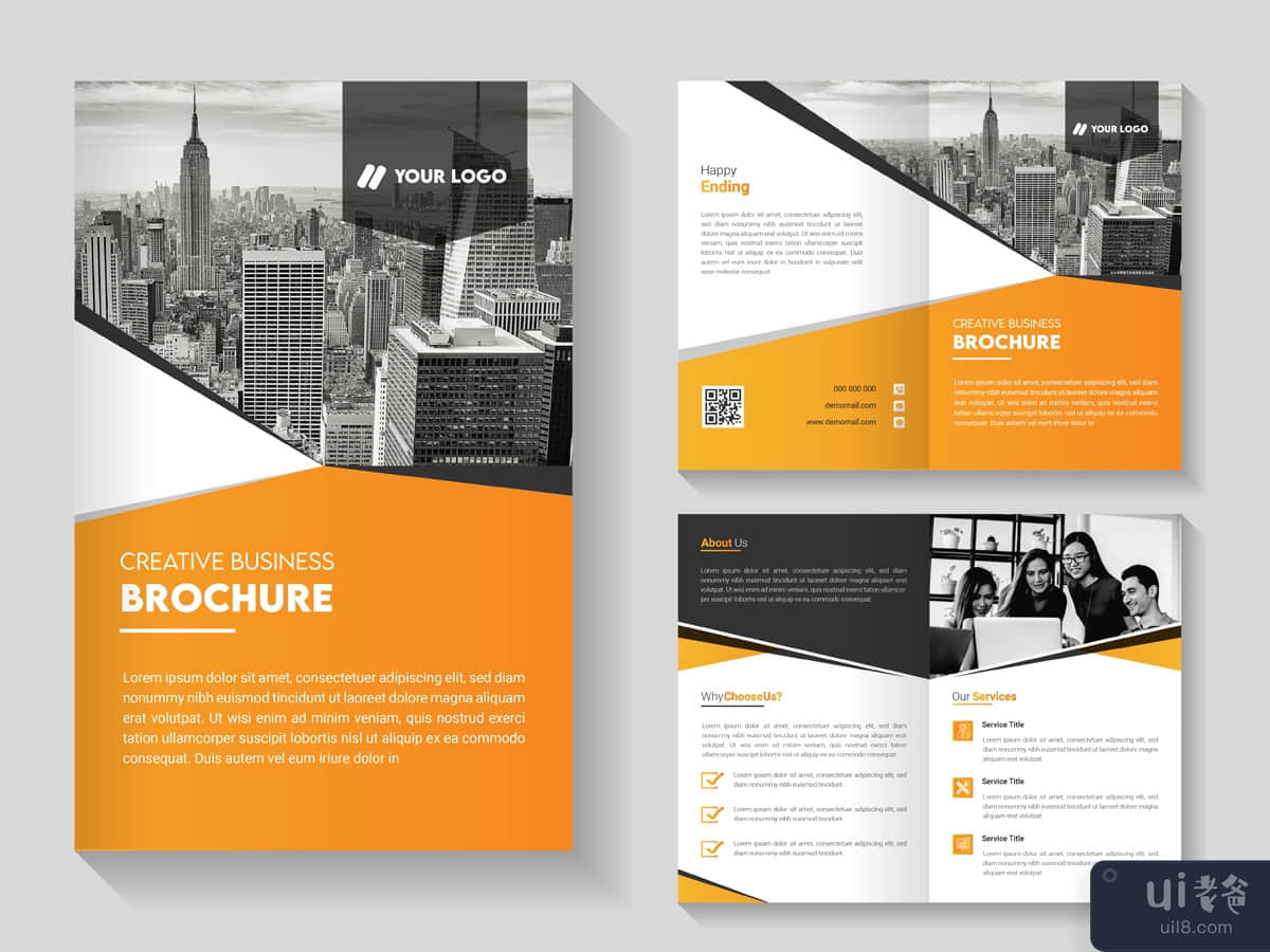 Business Bi fold Brochure Template Design.