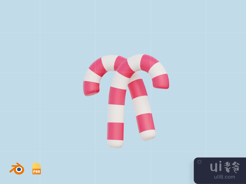 Candy Cane - 3D Winter Illustration (front)