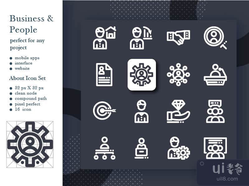 Business and People icon pack with style outline