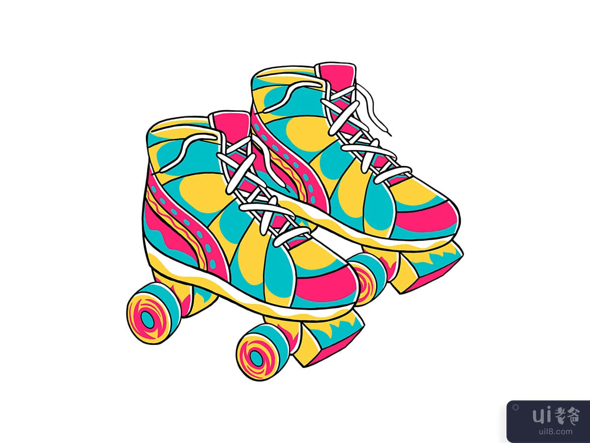 90's Vibe - Roller Skates Vector Illustration
