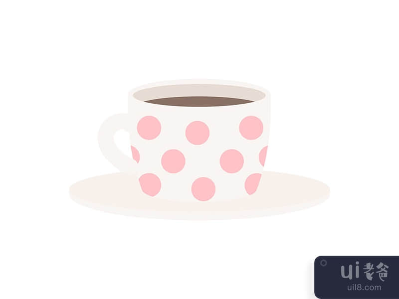 Ceramic cup with saucer semi flat color vector object