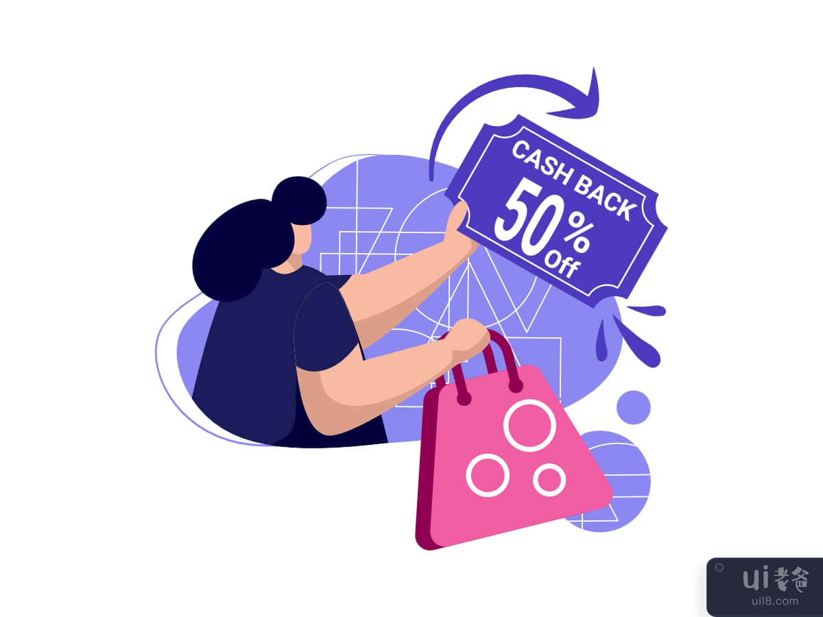 cashback coupon icon flat Illustration for 50% off get vouchers discounts