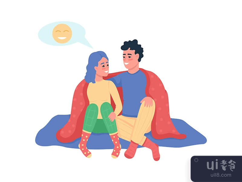 Couple happy talking semi flat color vector characters