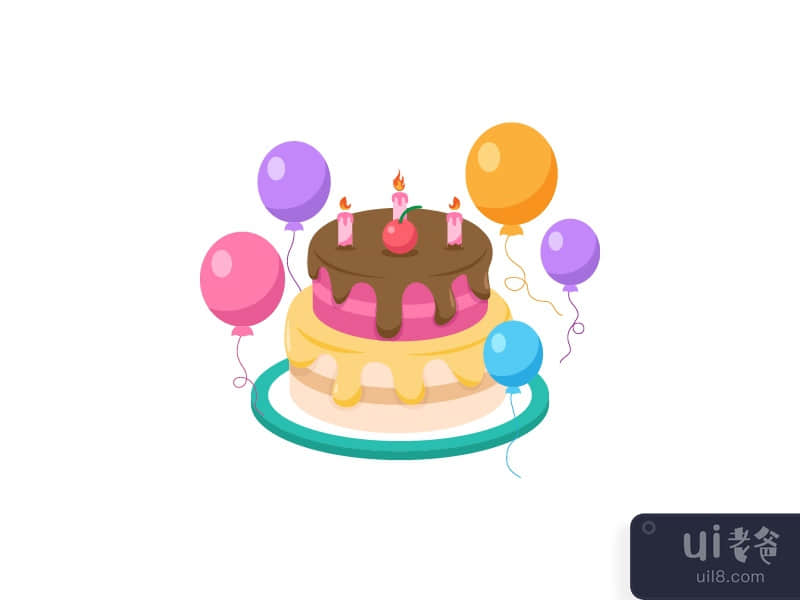Birthday cake illustration vector