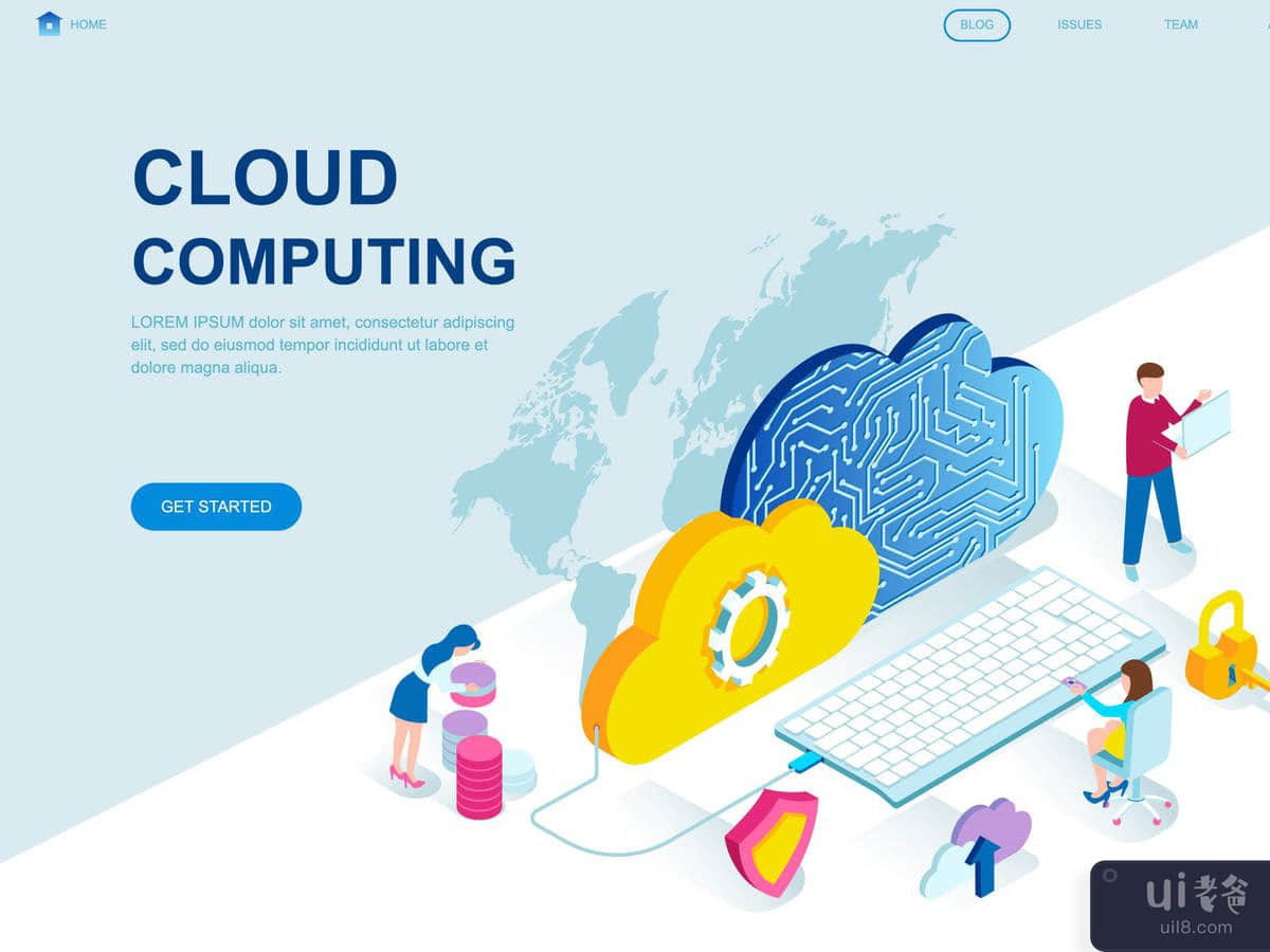 Cloud Technology Isometric Landing Page Template