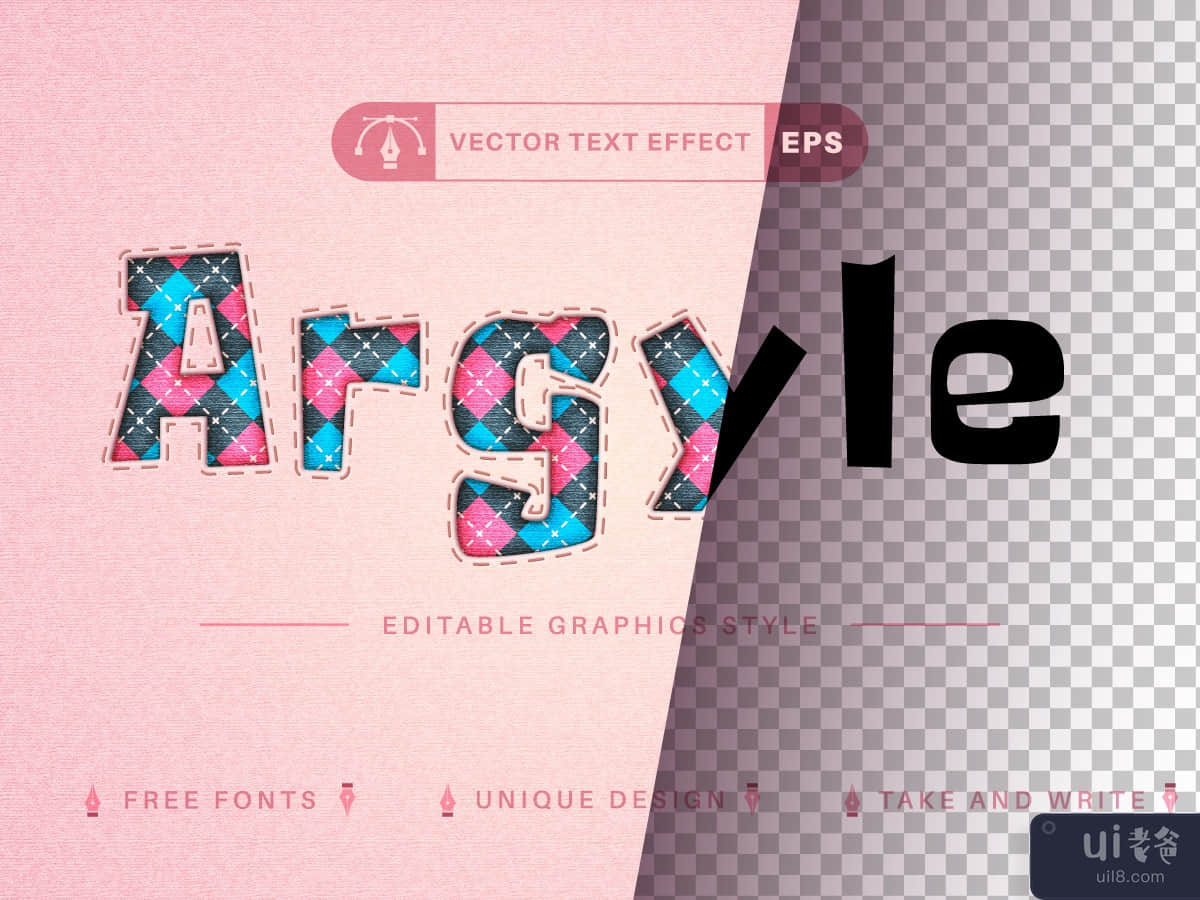 Argyle - Edit Text Effect, Editable Font Style