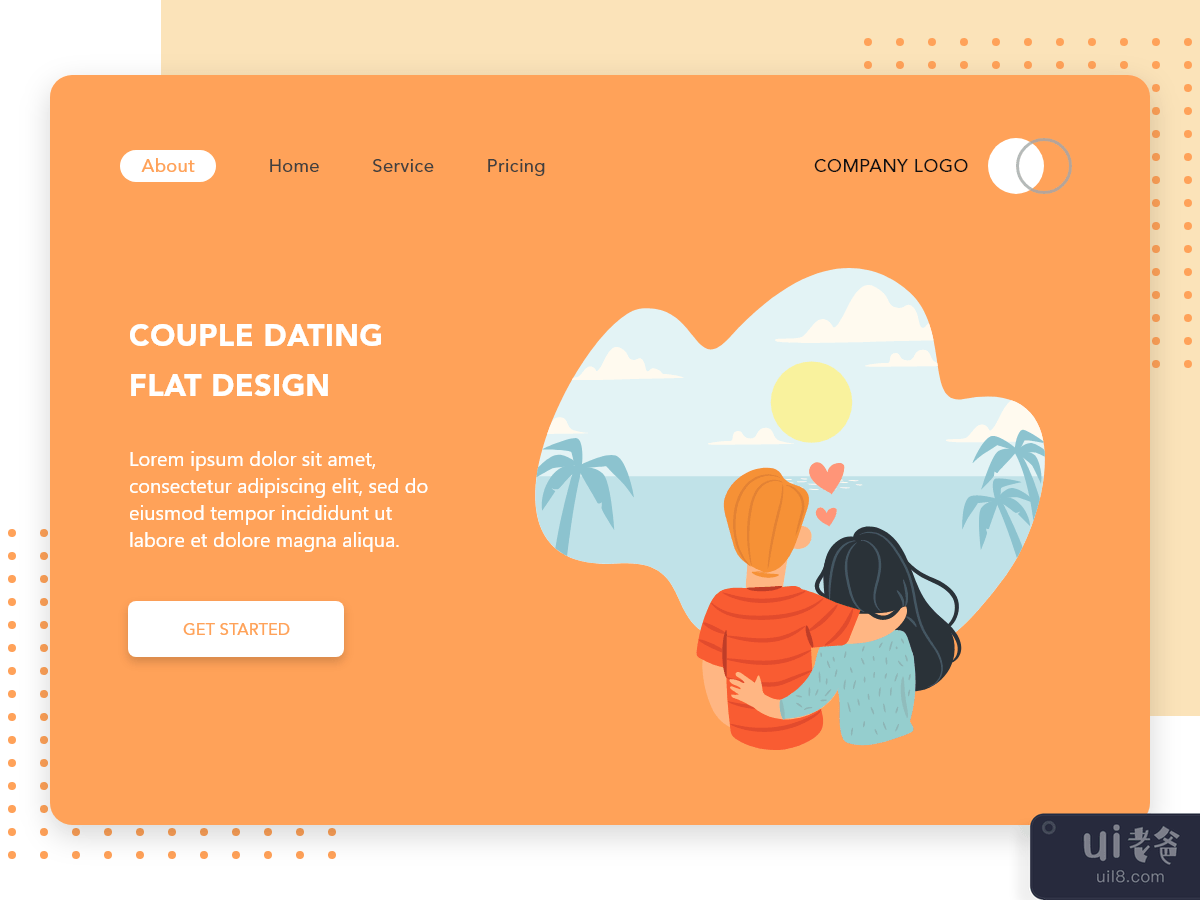 Couple Dating flat design concept for Dating app