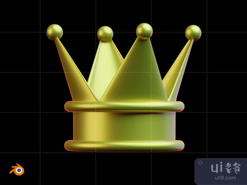 3D Game Item Glow In The Dark Illustration Pack - Crown (Front)