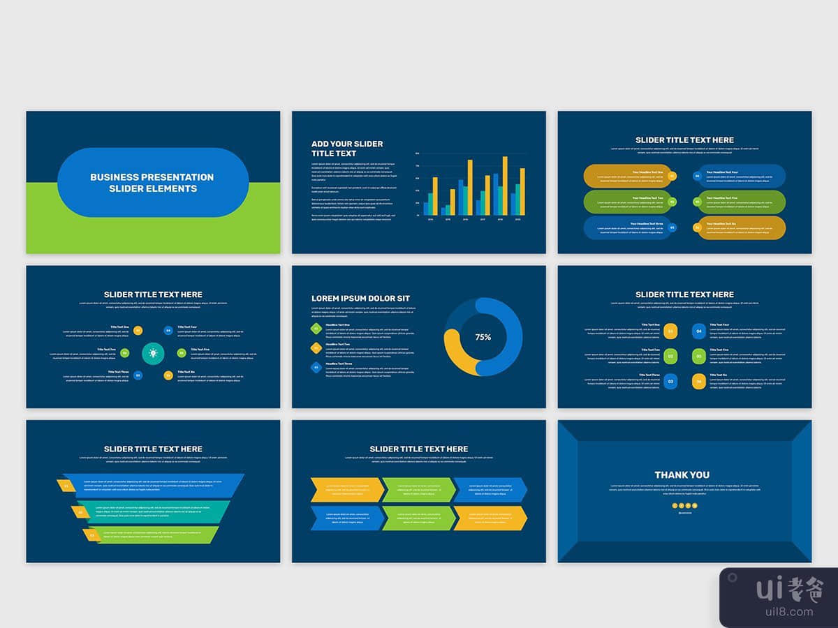 业务演示滑块信息图表元素(Business presentation slider infographic elements)插图2