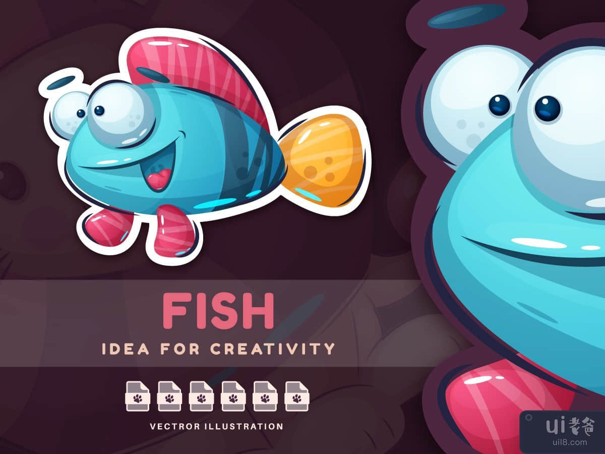 Cartoon Character Animal Fish - Cute Sticker