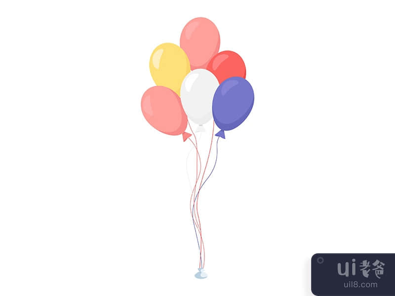 Air balloons semi flat color vector object