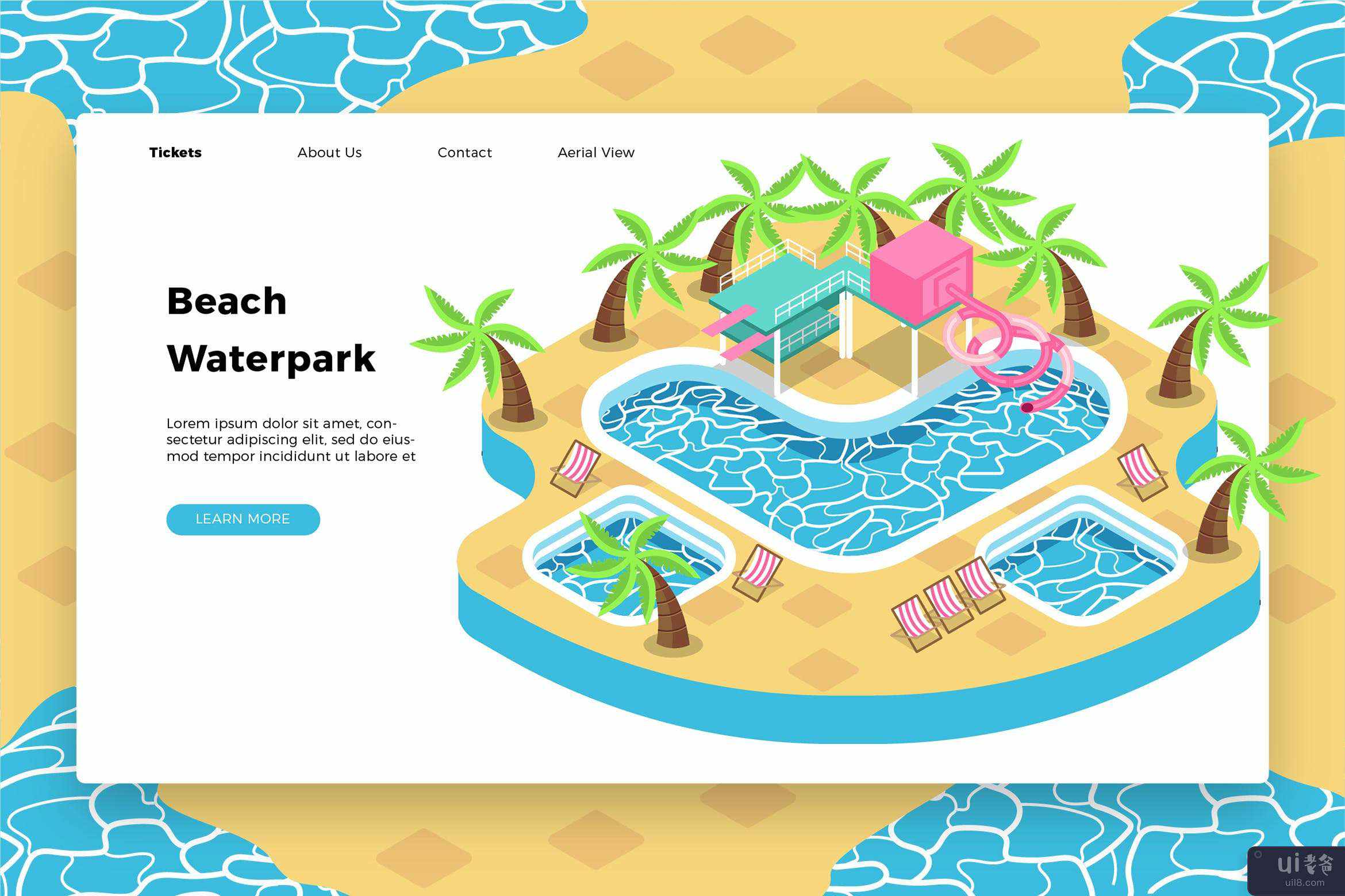 海滩水上乐园 - 横幅和登陆页面(Beach Waterpark - Banner & Landing Page)插图2