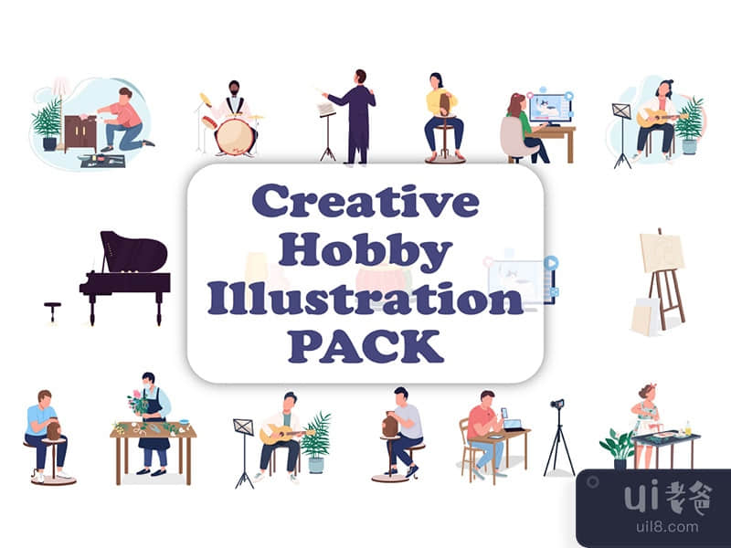 创意爱好 17 插图捆绑(Creative hobby 17 illustrations bundle)插图1