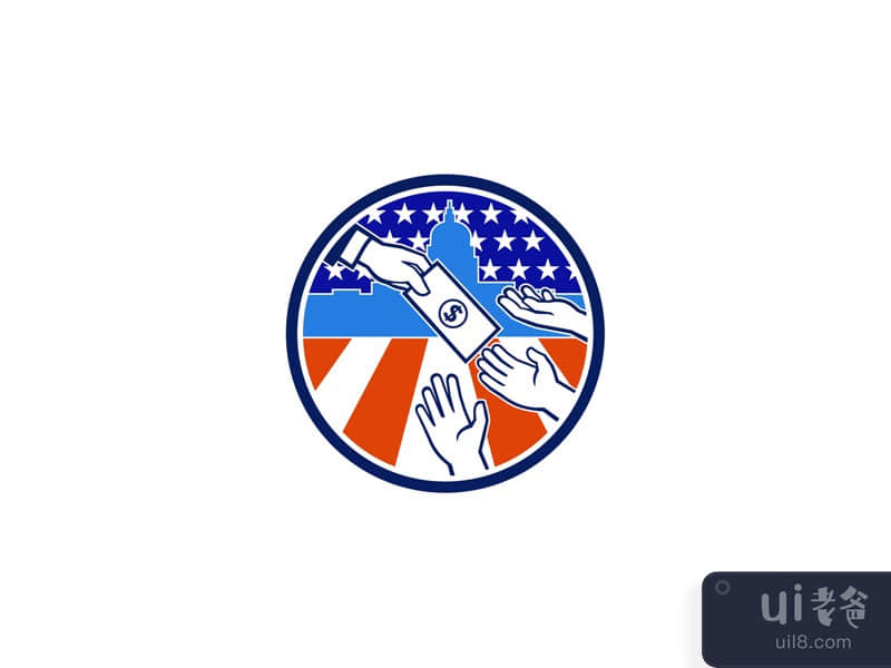 American Stimulus Payment Package Icon Retro