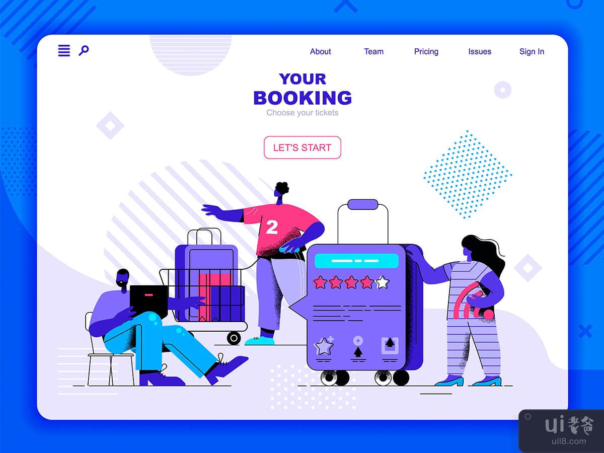 Booking Flat Concept Landing Page Header